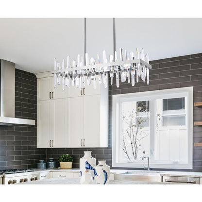 Serena 36 inch crystal rectangle chandelier in chrome