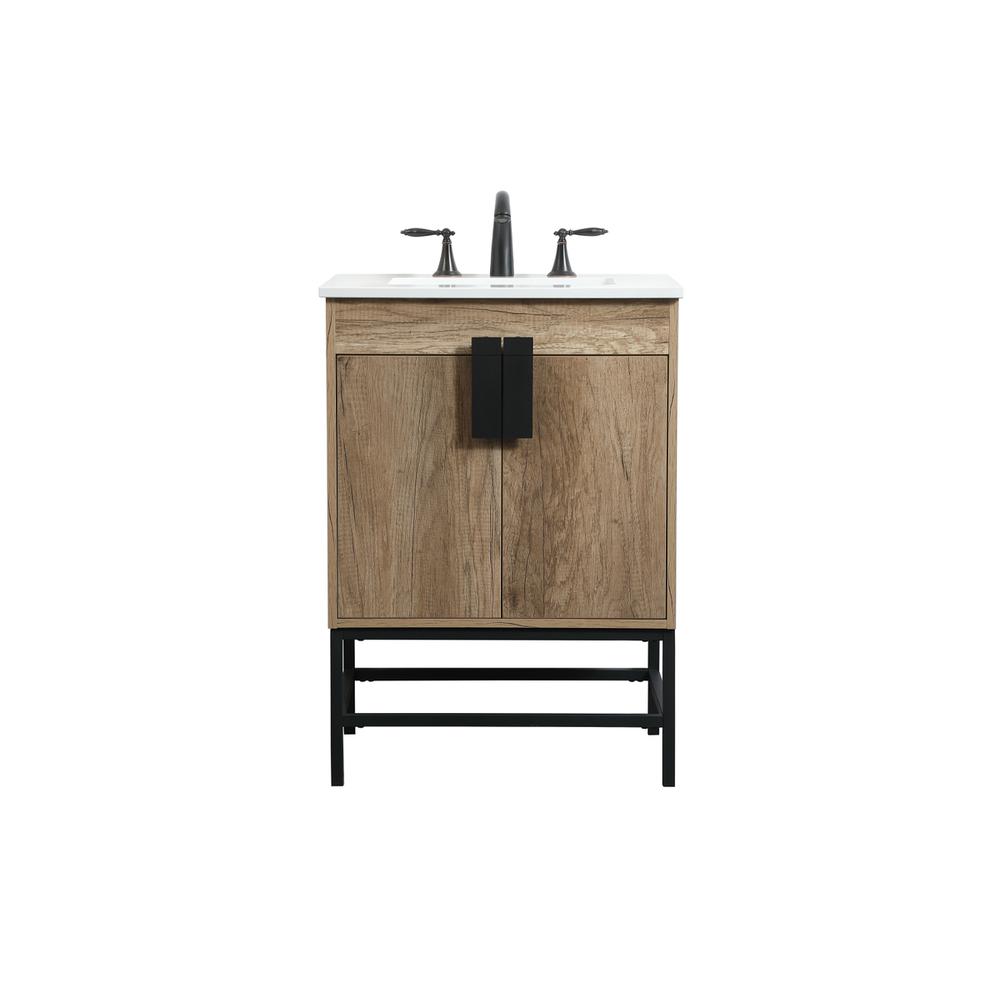 24 inch Single bathroom vanity in natural oak