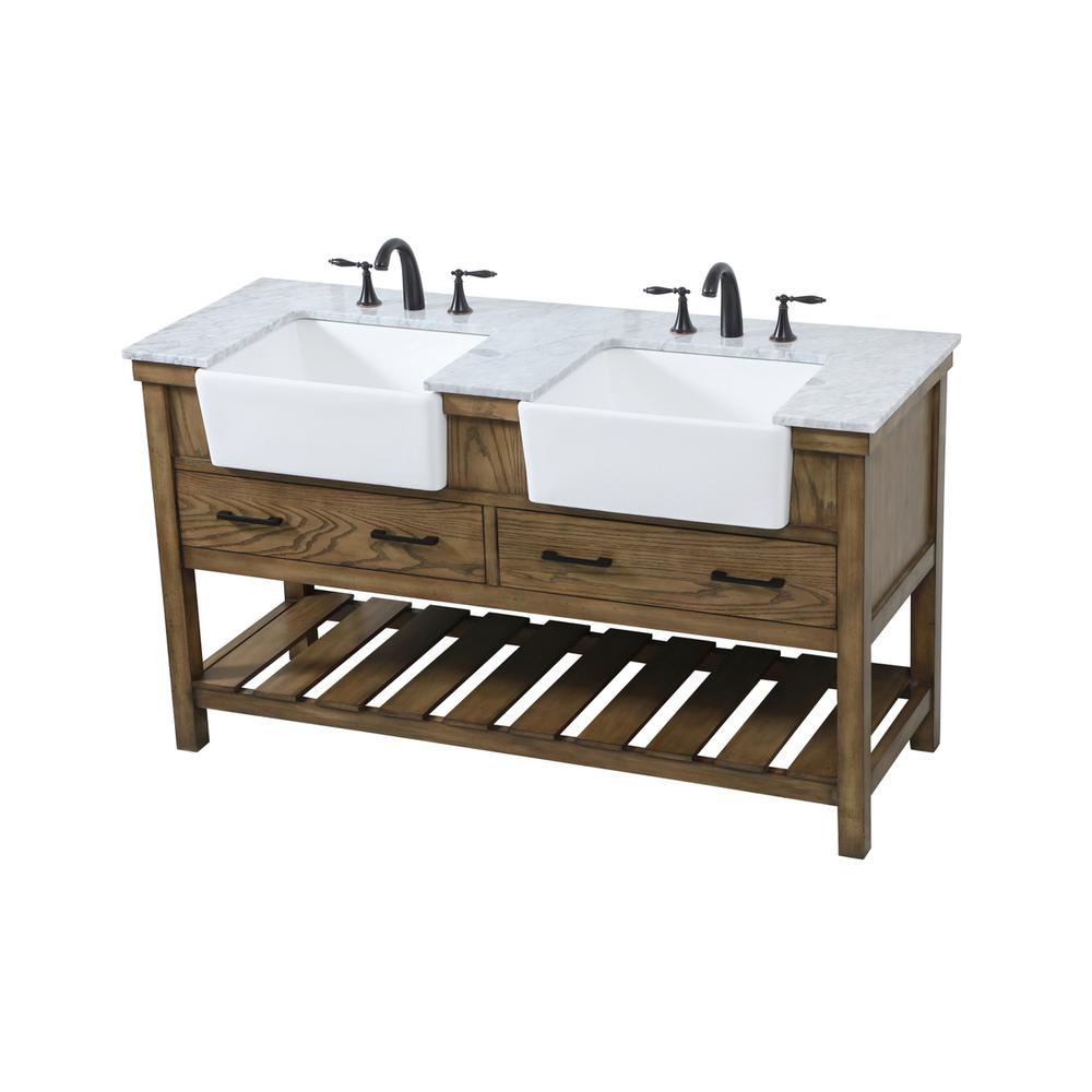 60 inch double bathroom vanity in driftwood
