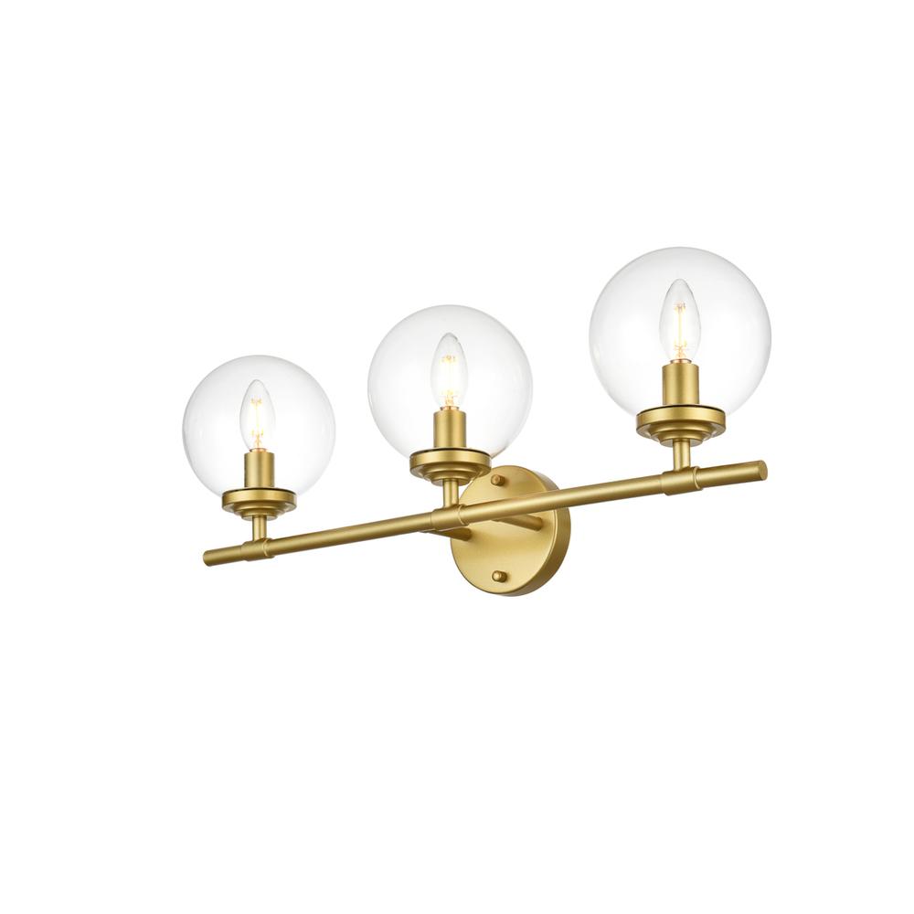 Ingrid 3 light Brass and Clear Bath Sconce