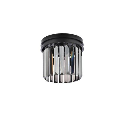 Sydney 3 light Matte Black Flush Mount Silver Shade (Grey) Royal Cut Crystal