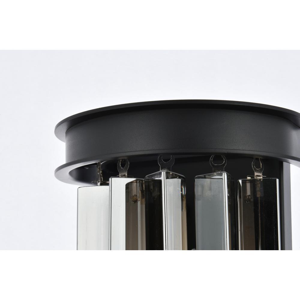 Sydney 2 light Matte Black Wall Sconce Silver Shade (Grey) Royal Cut Crystal