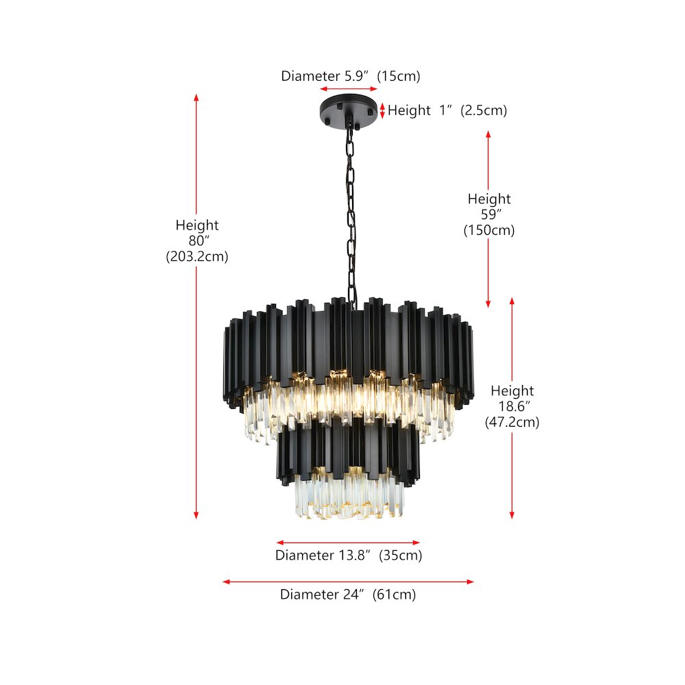 Willow 24 Inch Chandelier In Black