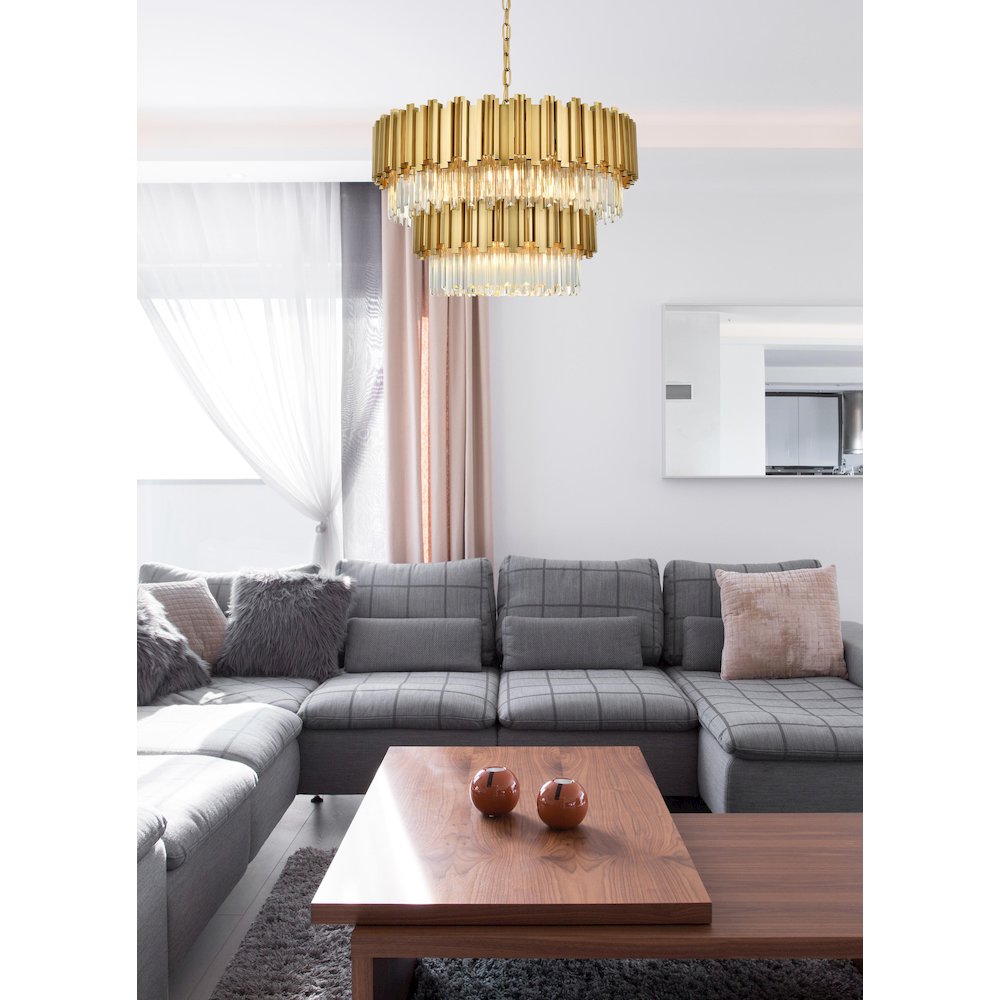 Willow 32 Inch Chandelier In Satin Gold