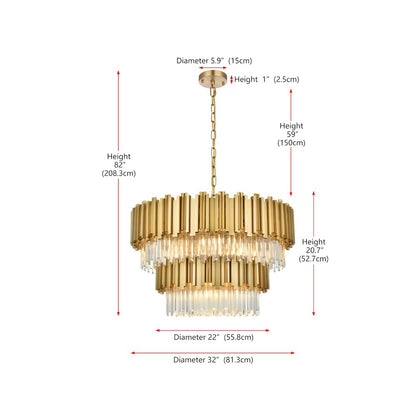 Willow 32 Inch Chandelier In Satin Gold