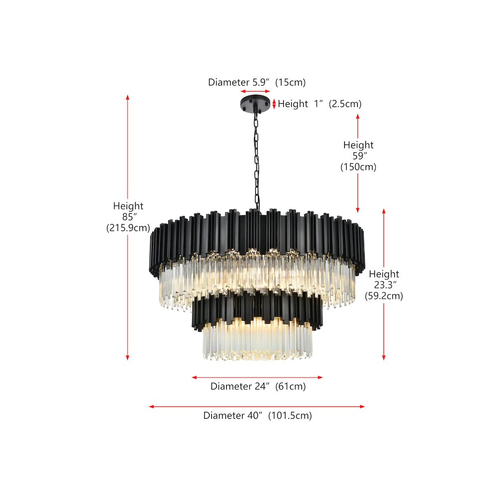 Willow 40 Inch Chandelier In Black