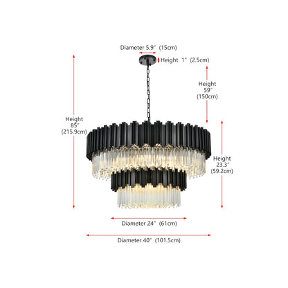 Willow 40 Inch Chandelier In Black
