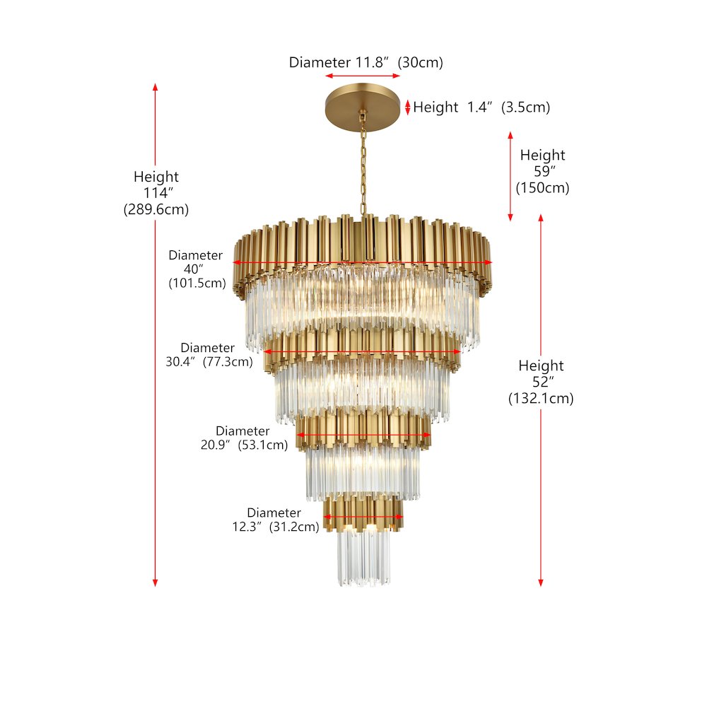 Willow 40 Inch Chandelier In Satin Gold