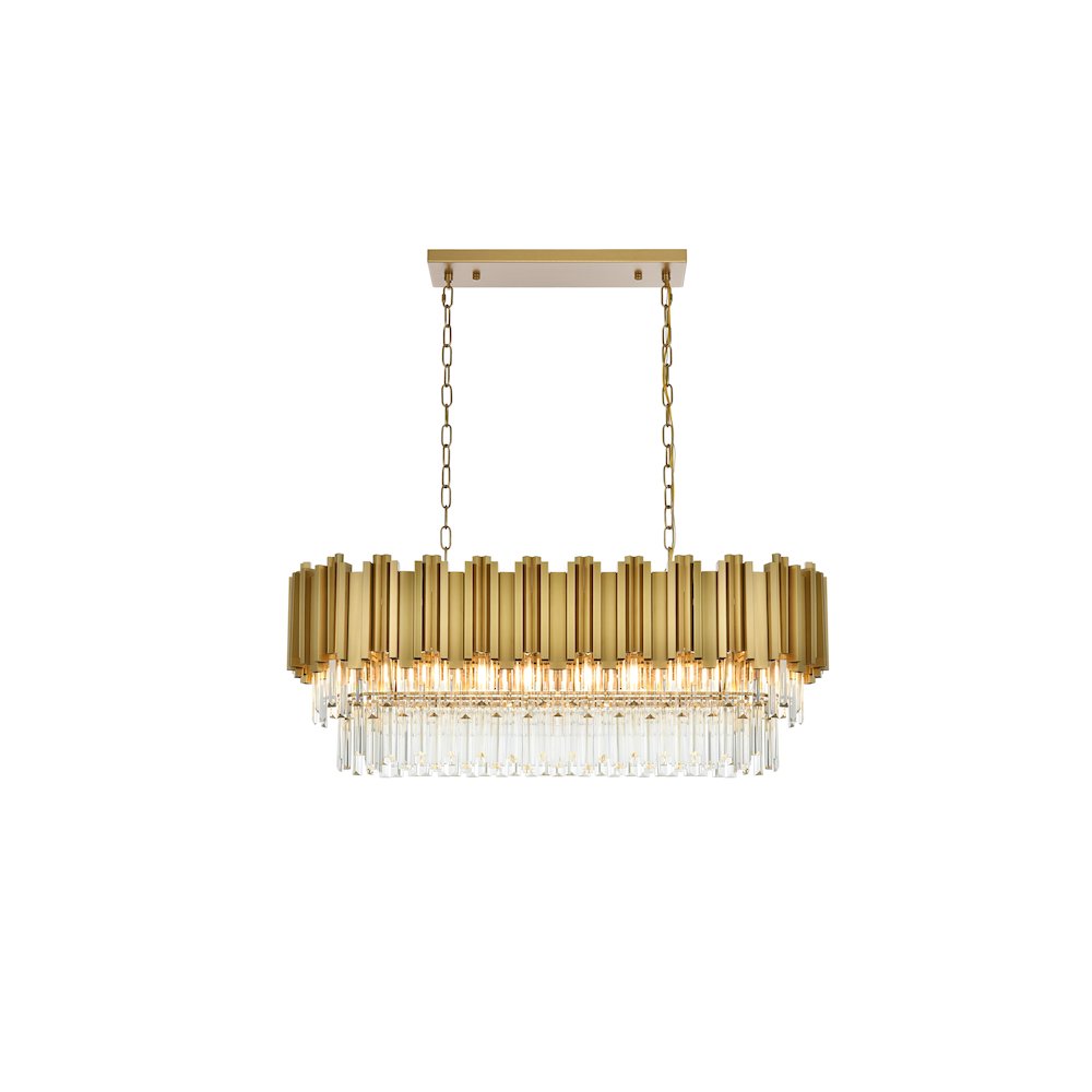Willow 36 Inch Rectangular Chandelier In Satin Gold