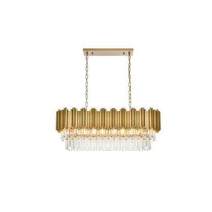 Willow 36 Inch Rectangular Chandelier In Satin Gold