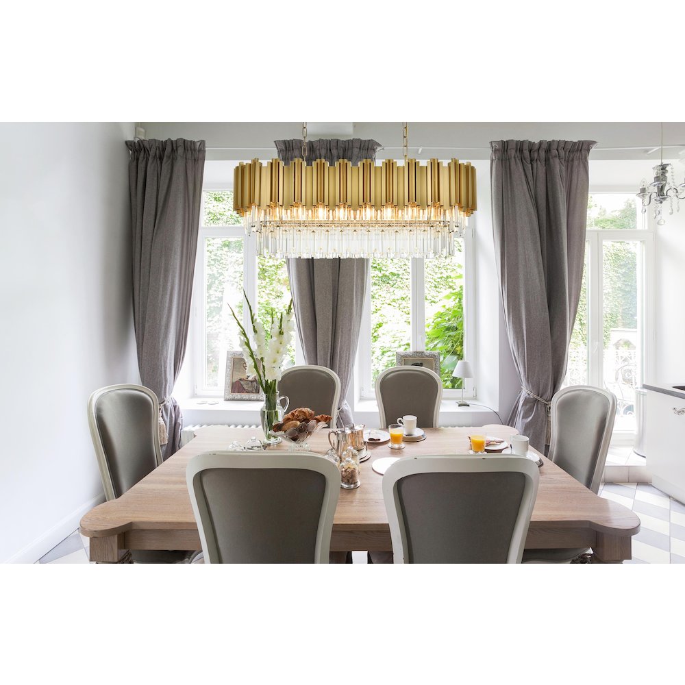 Willow 36 Inch Rectangular Chandelier In Satin Gold