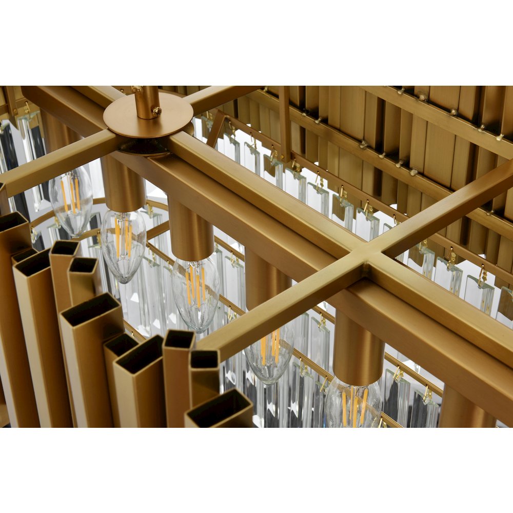 Willow 36 Inch Rectangular Chandelier In Satin Gold