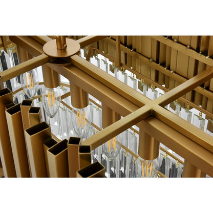 Willow 36 Inch Rectangular Chandelier In Satin Gold