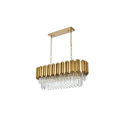 Willow 36 Inch Rectangular Chandelier In Satin Gold