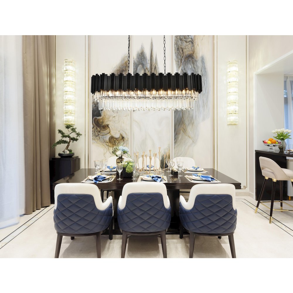 Willow 47 Inch Rectangular Chandelier In Black