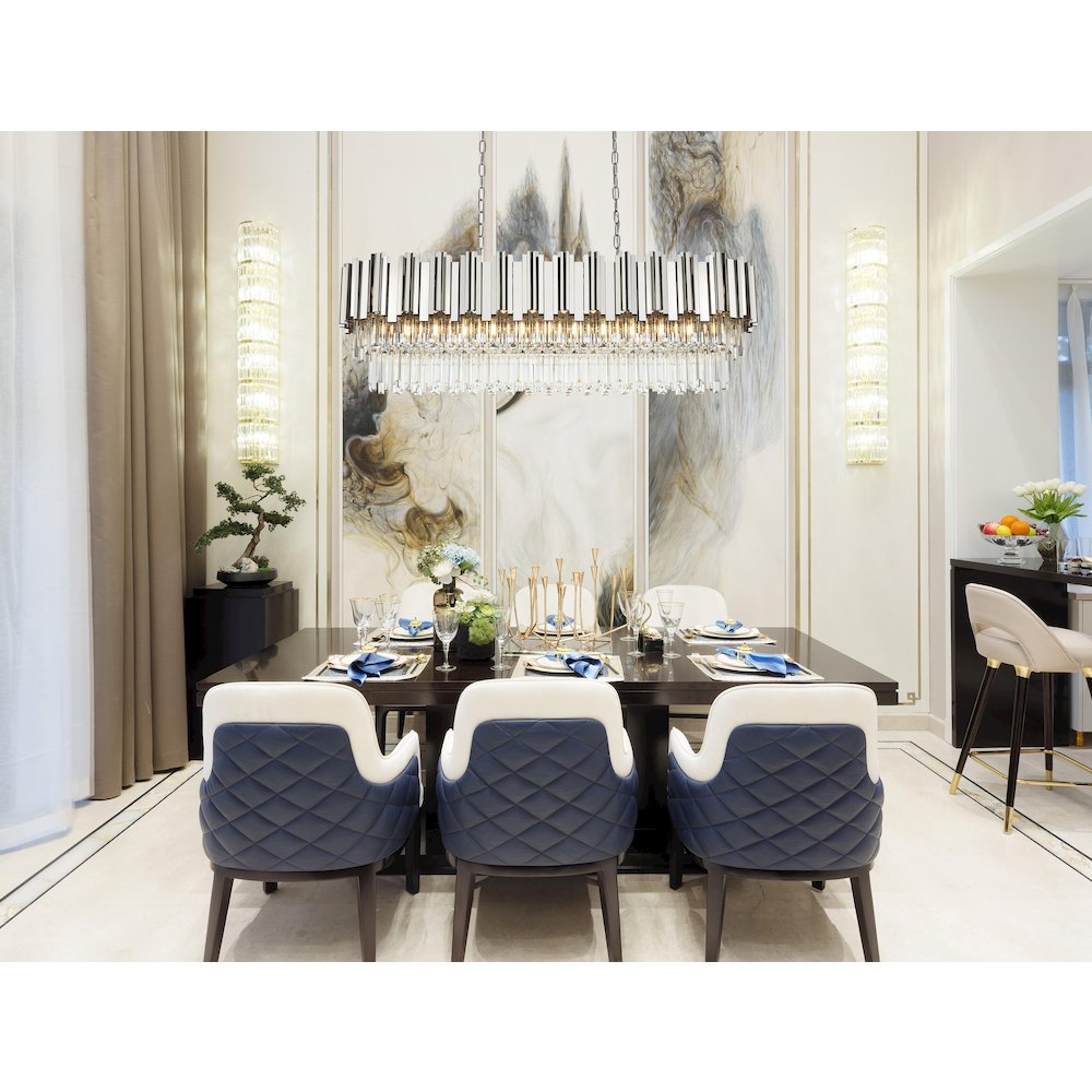 Willow 47 Inch Rectangular Chandelier In Chrome