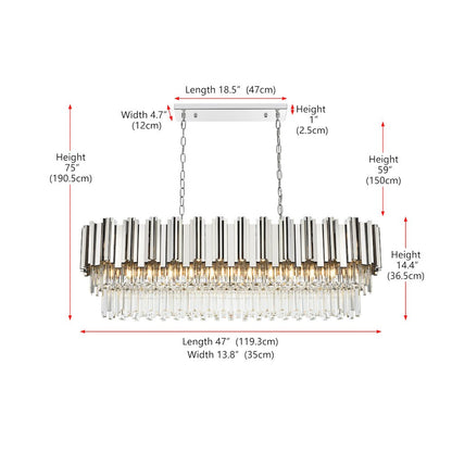 Willow 47 Inch Rectangular Chandelier In Chrome
