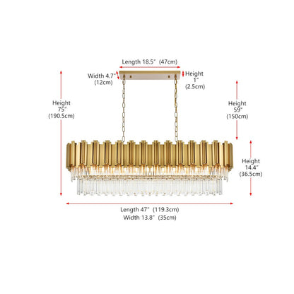 Willow 47 Inch Rectangular Chandelier In Satin Gold