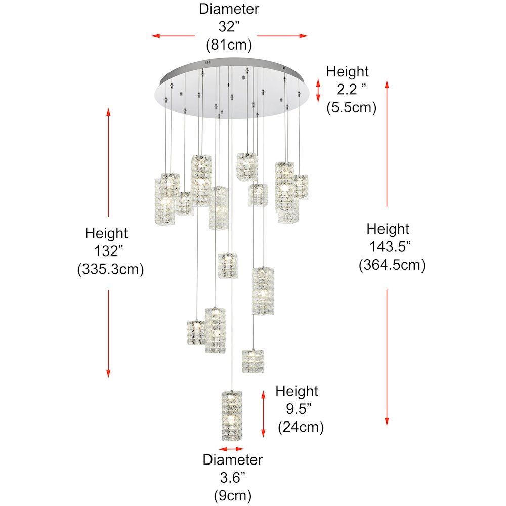 Aston 32 inch LED Pendant in Chrome