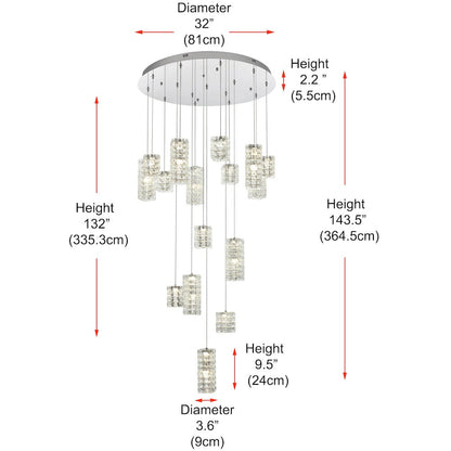 Aston 32 inch LED Pendant in Chrome