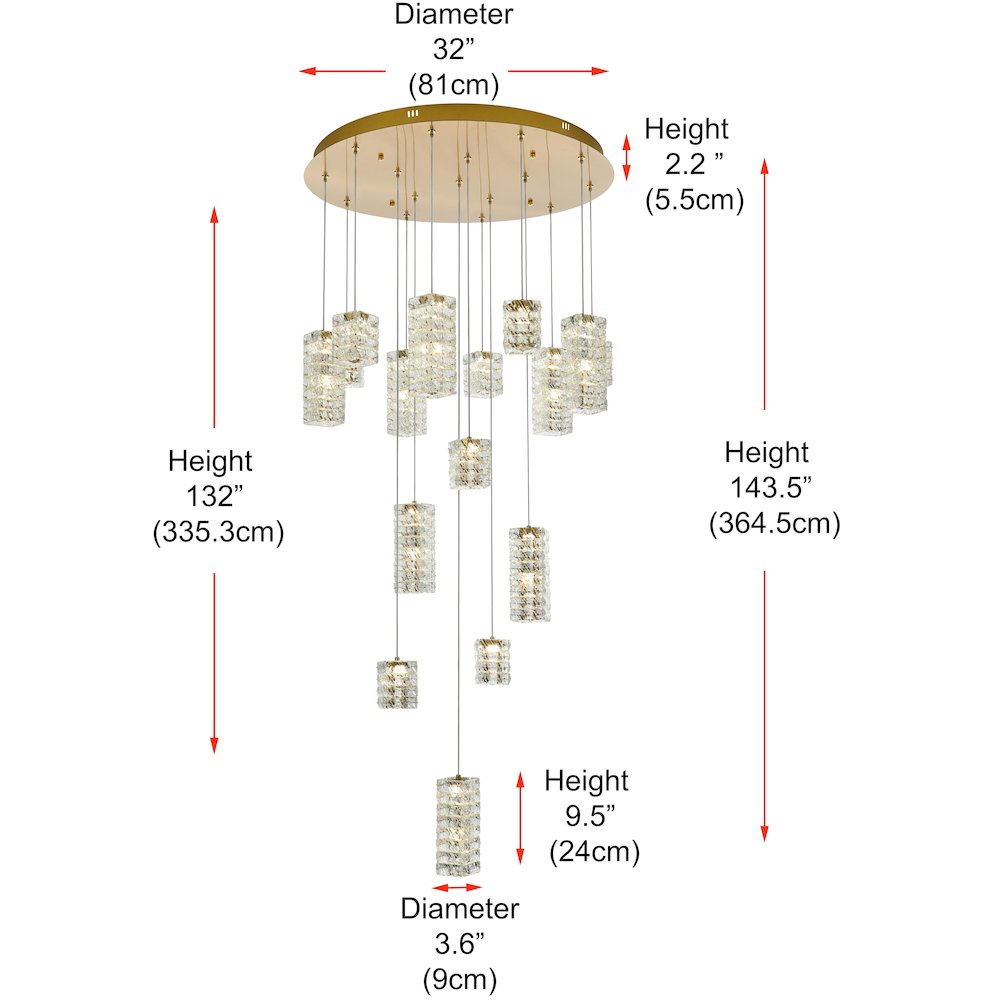 Aston 32 inch LED Pendant in Satin Gold