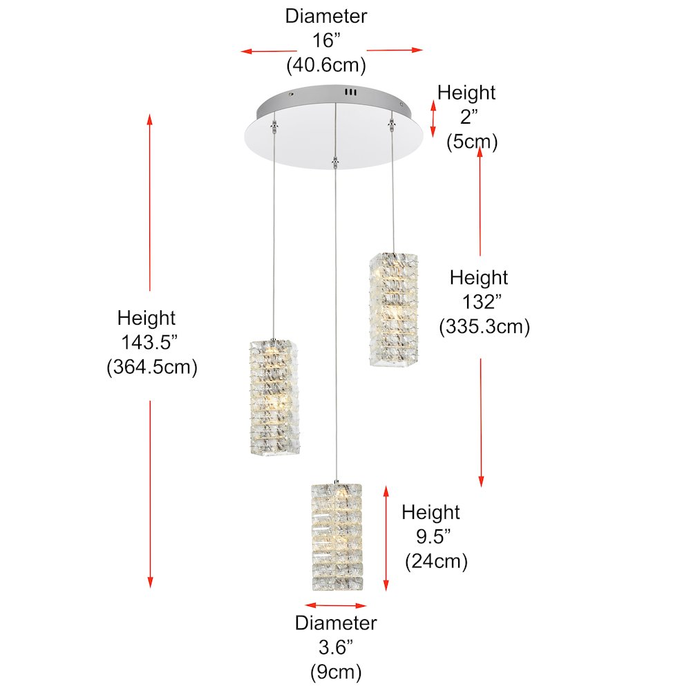 Aston 16 inch LED Pendant in Chrome