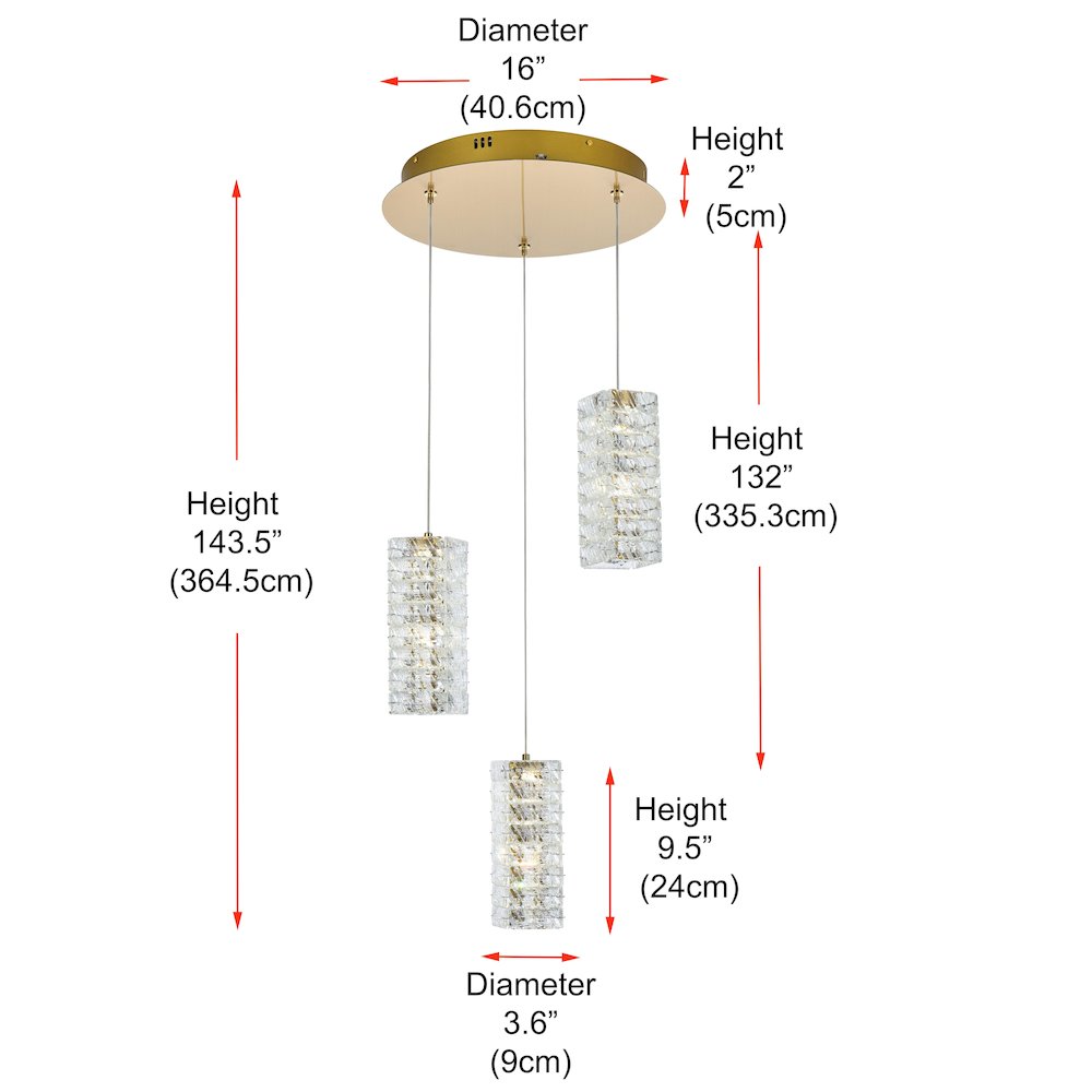 Aston 16 inch LED Pendant in Satin Gold