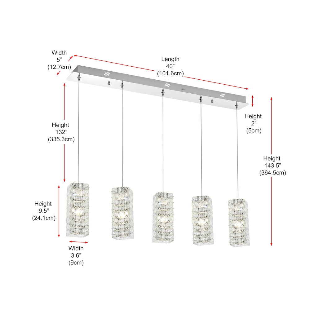 Aston 40 inch LED Pendant in Chrome