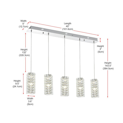 Aston 40 inch LED Pendant in Chrome