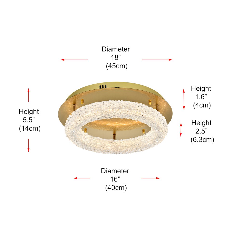 Bowen 18 inch Adjustable LED Flush Mount in Satin Gold