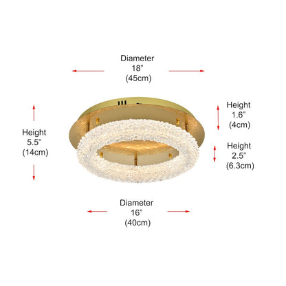 Bowen 18 inch Adjustable LED Flush Mount in Satin Gold
