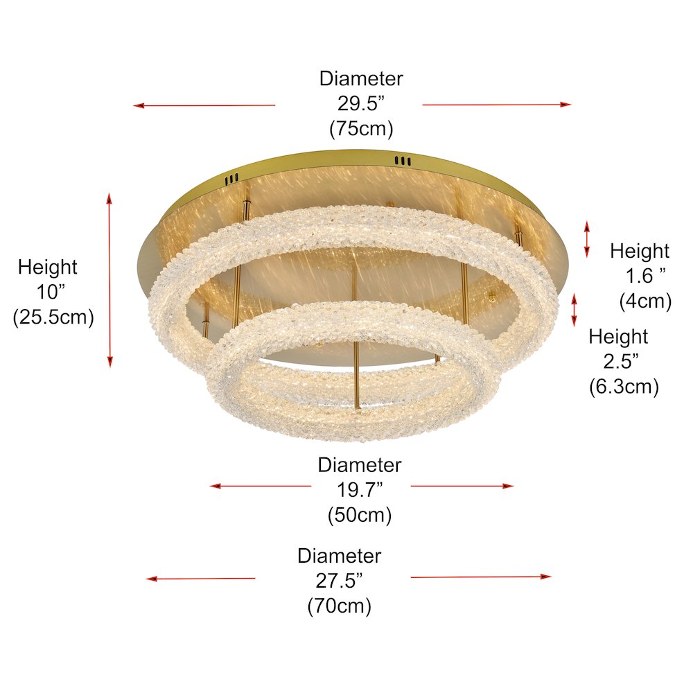 Bowen 29.5 inch LED Flush Mount in Satin Gold