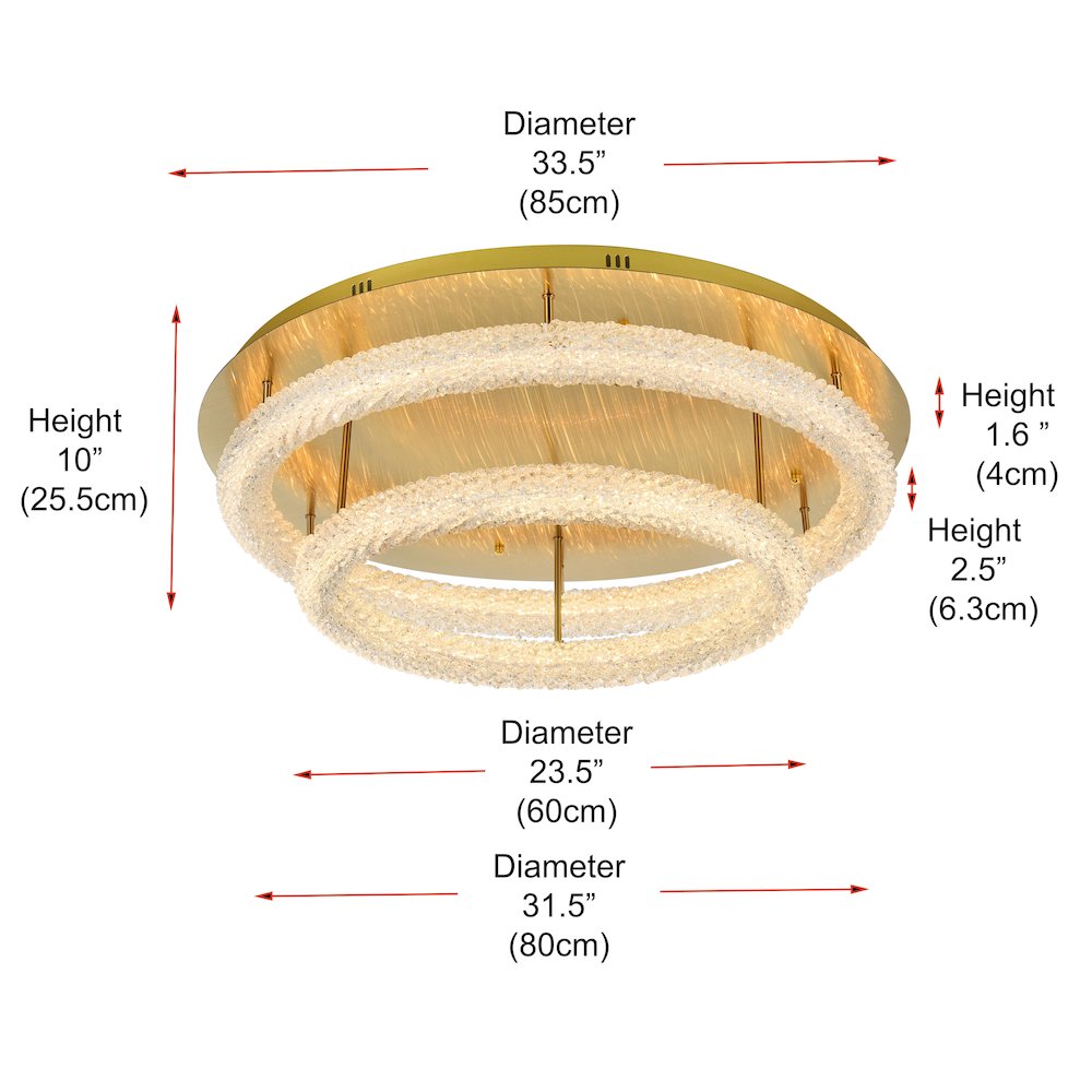 Bowen 33.5 inch LED Flush Mount in Satin Gold