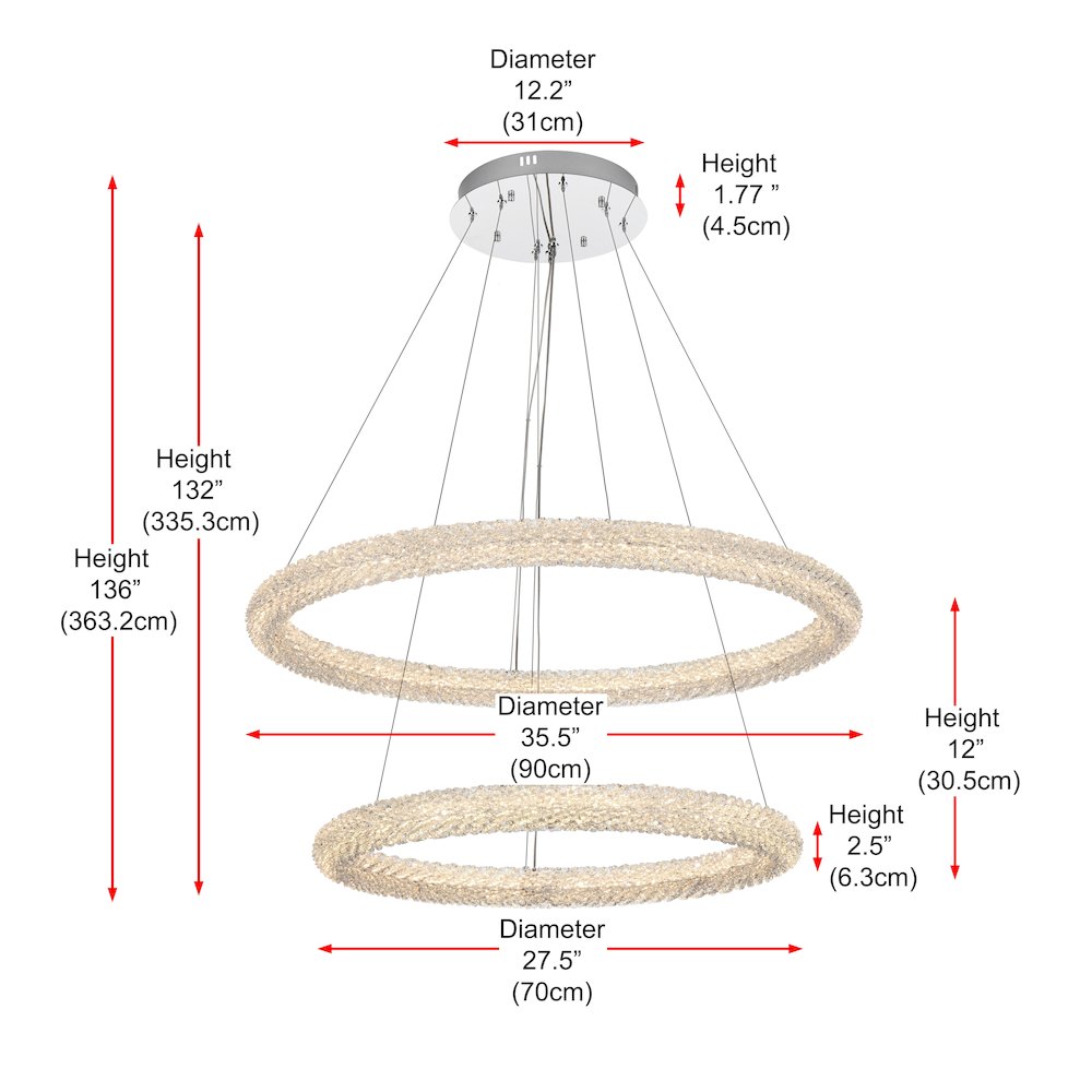 Bowen 35.5 inch LED chandelier in chrome