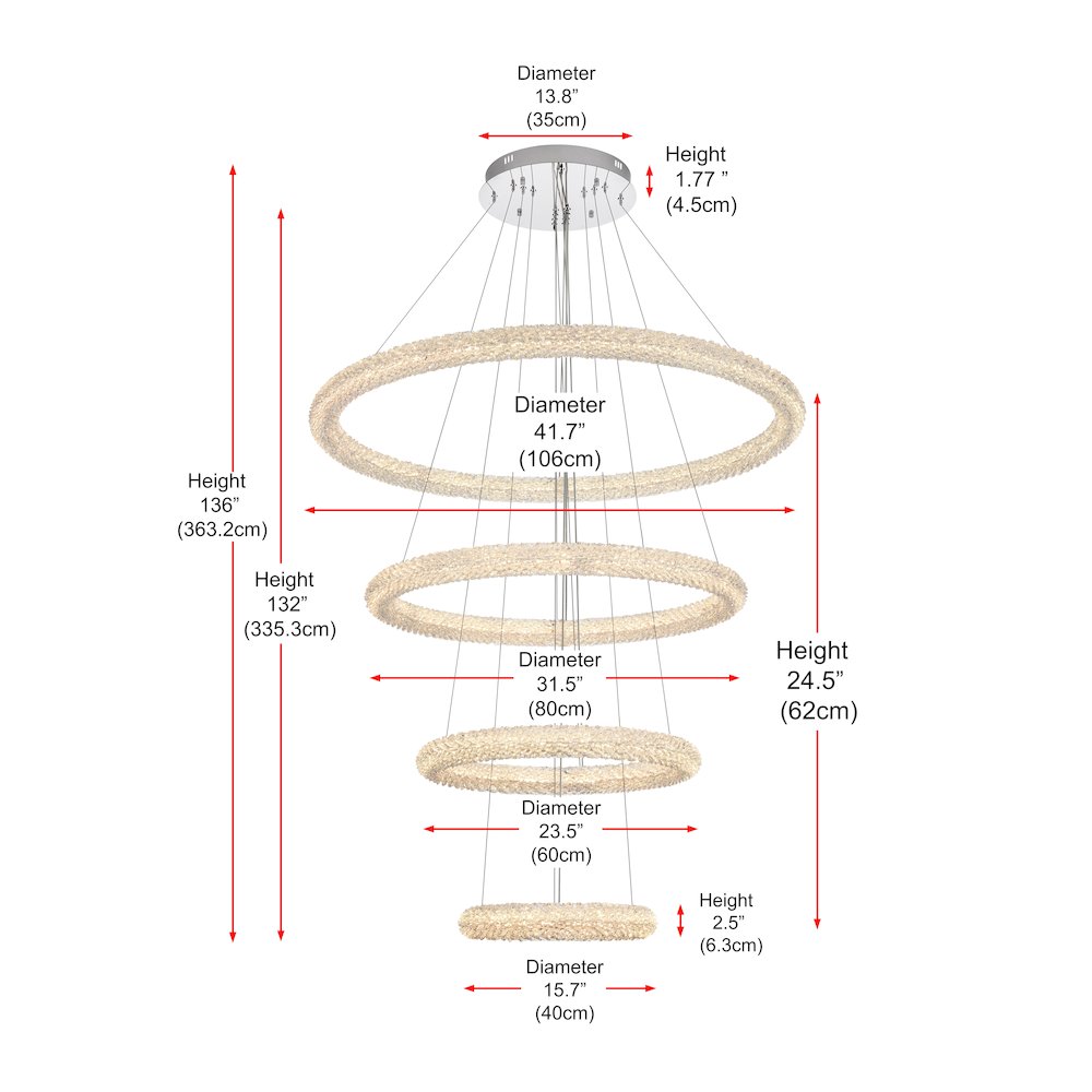 Bowen 42 inch LED chandelier in chrome