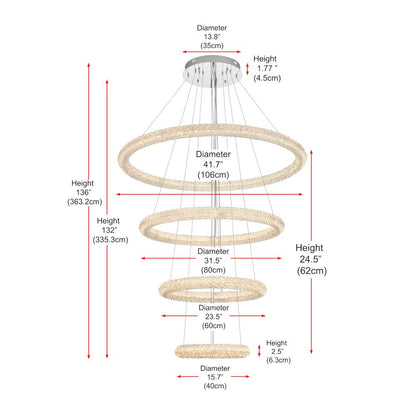 Bowen 42 inch LED chandelier in chrome