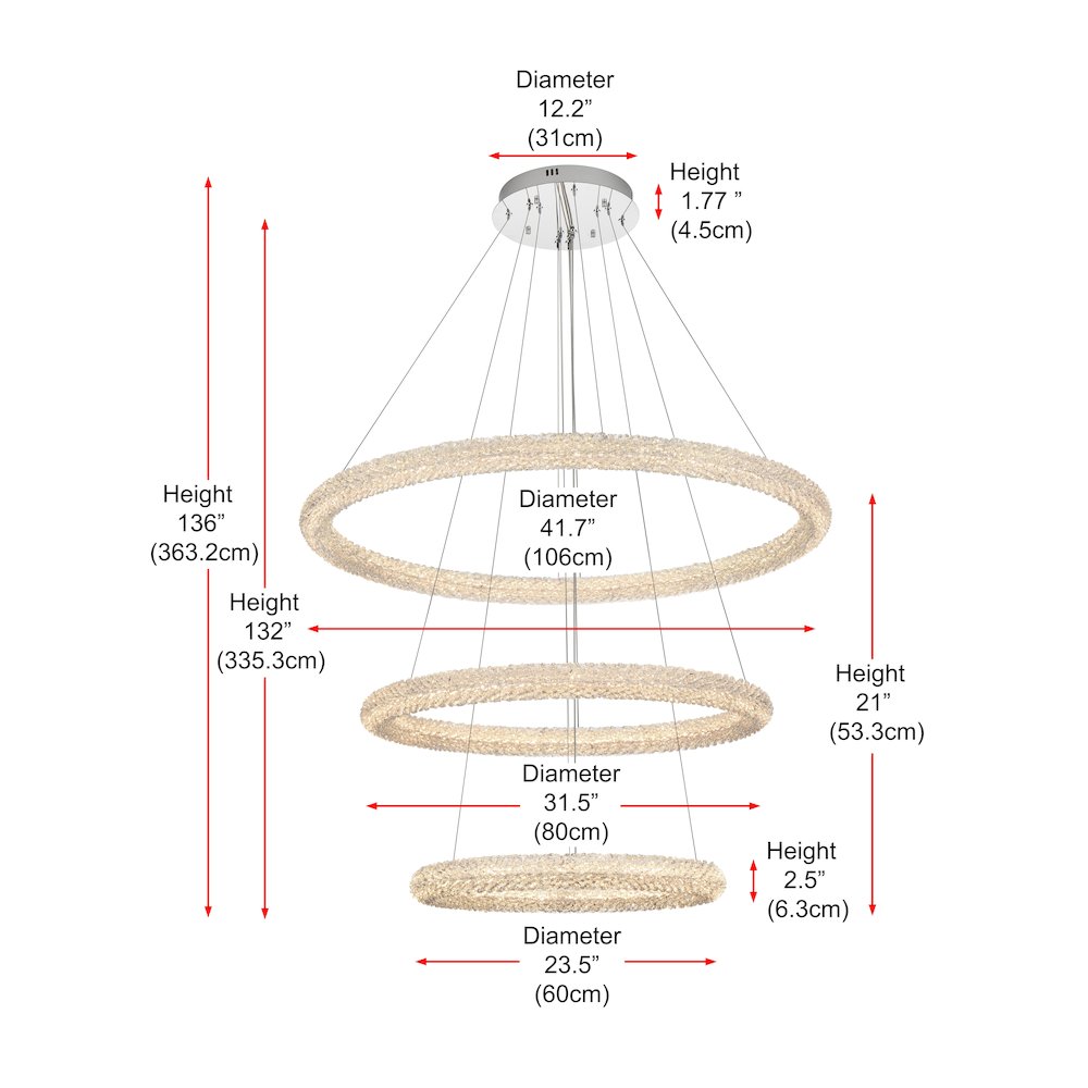 Bowen 42 inch LED chandelier in chrome
