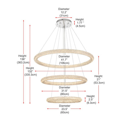 Bowen 42 inch LED chandelier in chrome