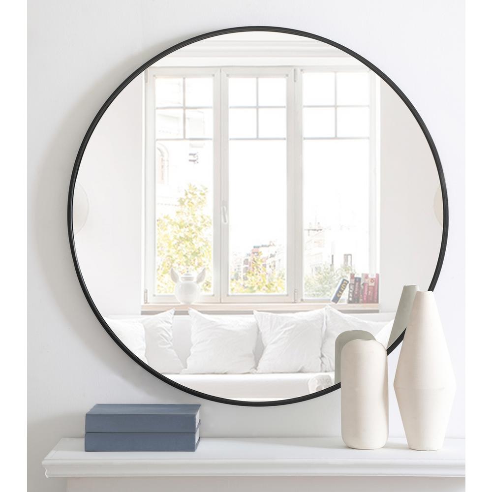 Metal frame Round Mirror 36 inch Black finish