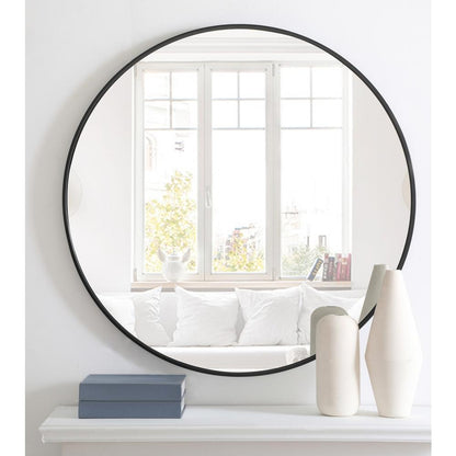 Metal frame Round Mirror 36 inch Black finish