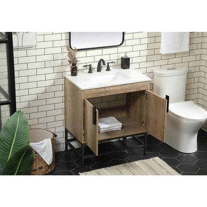 30 inch Single bathroom vanity in natural oak