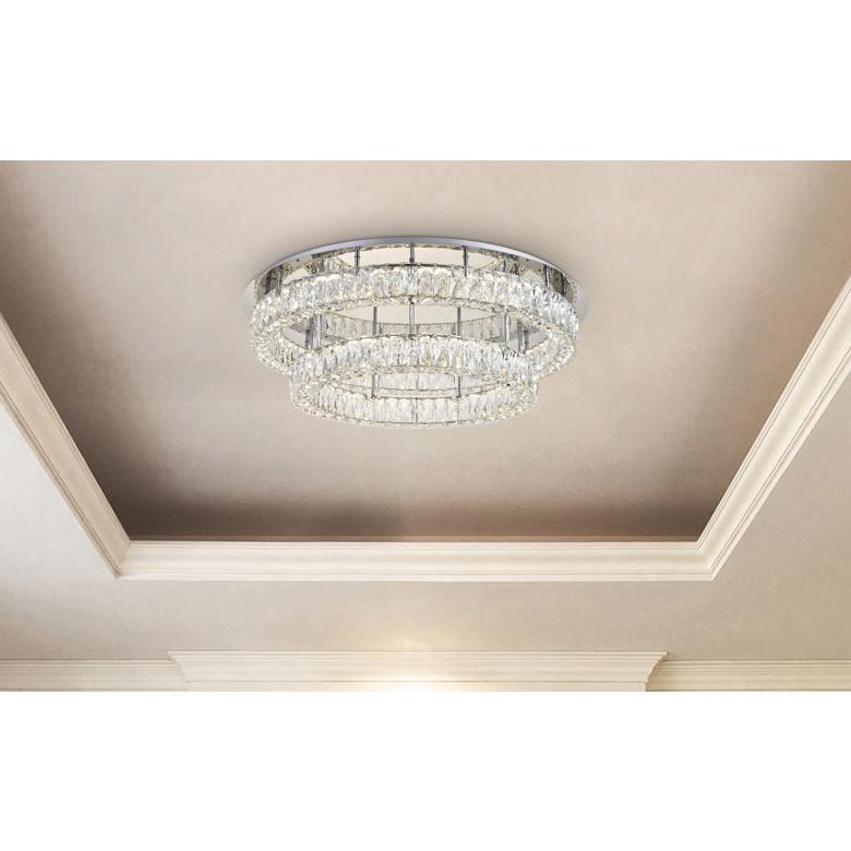 Monroe LED light Chrome Flush Mount Clear Royal Cut Crystal