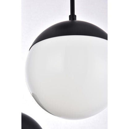 Eclipse 3 Lights Black Pendant With Frosted White Glass