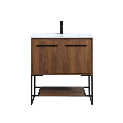 30 inch  Single Bathroom Vanity in Walnut Brown