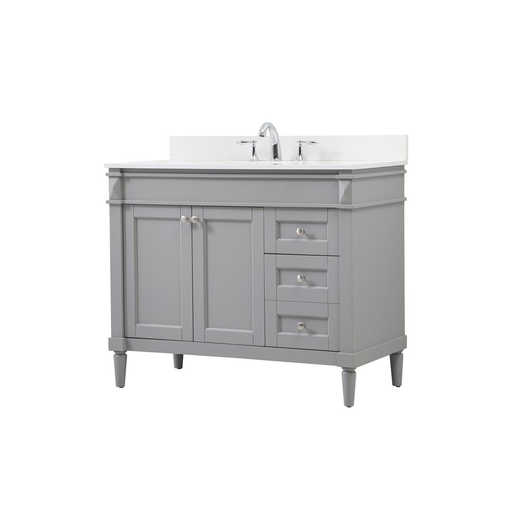 42 inch Single bathroom vanity in grey with backsplash