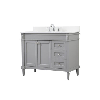 42 inch Single bathroom vanity in grey with backsplash