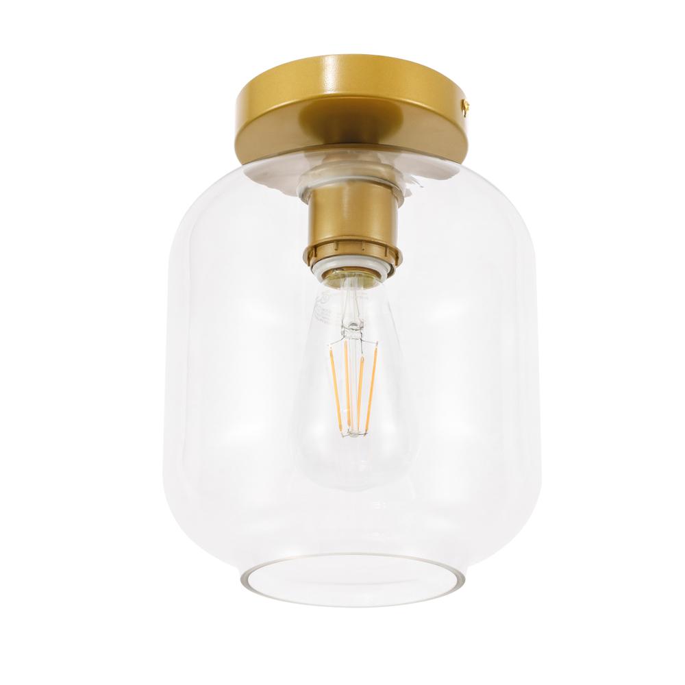 Collier 1 light Brass and Clear glass Flush mount