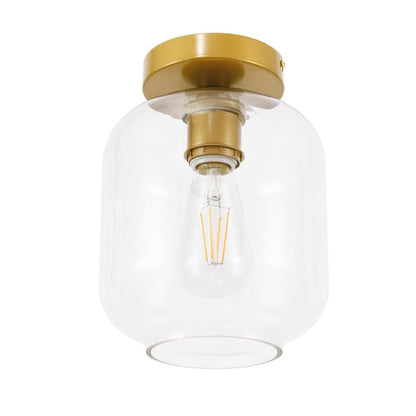 Collier 1 light Brass and Clear glass Flush mount