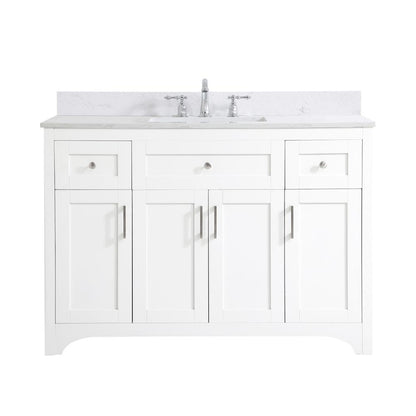 48 inch Single Bathroom Vanity in White with Backsplash