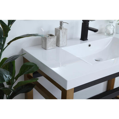 42 inch Single Bathroom Metal Vanity in Golden Black